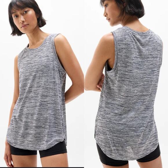 Athleta Breezy Tank in Navy Stripe Sleeveless - Picture 1 of 8